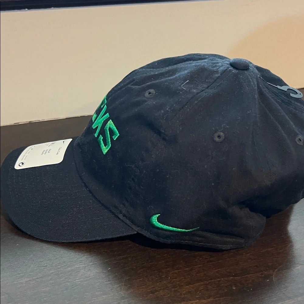 NWT * Nike Black Cap with Green 'DUCKS' Embroidery